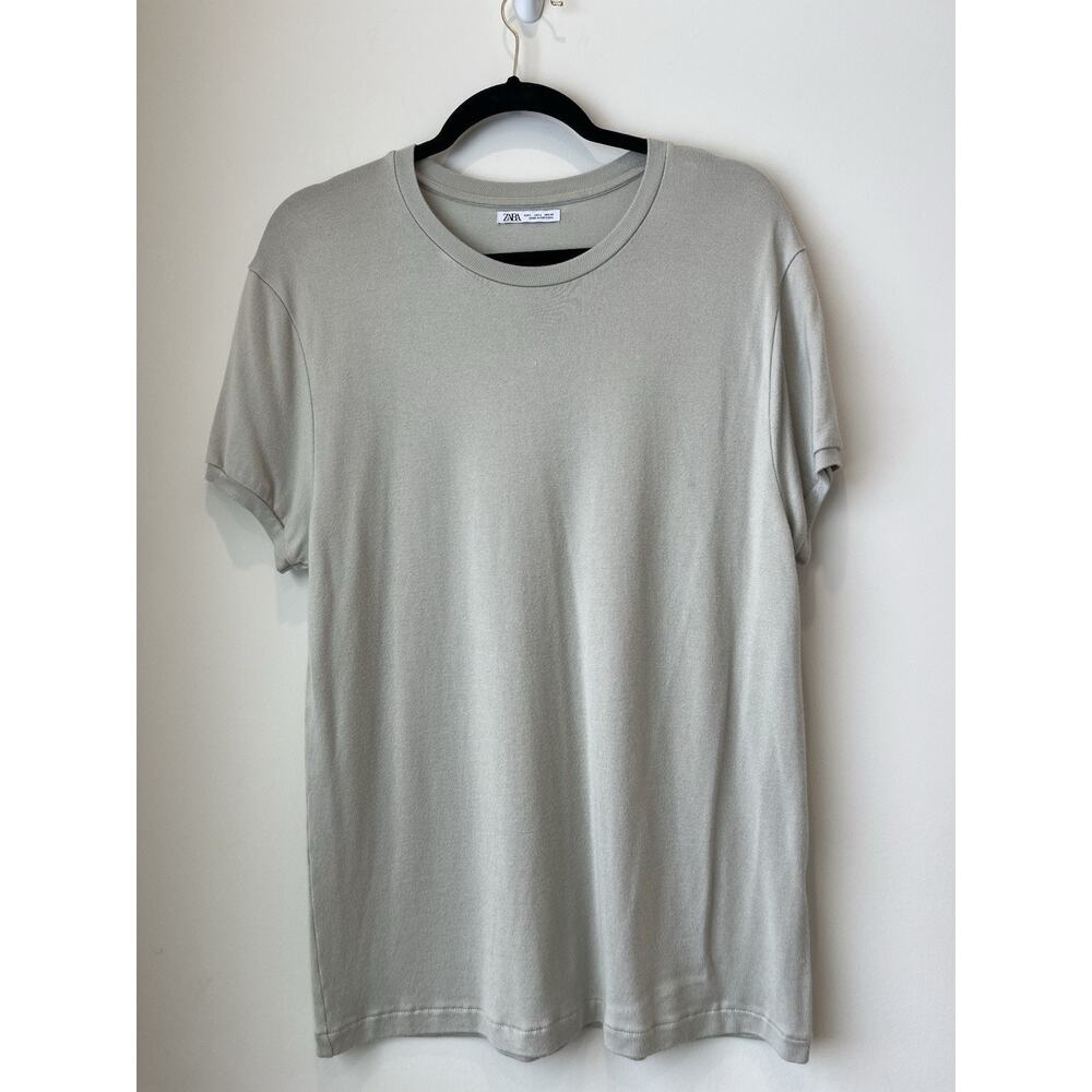 Zara Men's Knit T-Shirt in Light Mint Green Size Large